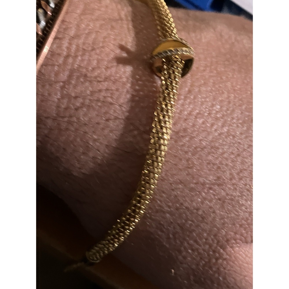 Vintage Gold-tone Women's Mesh Fashion Stretch Bracelet with Gem Crusted Charm